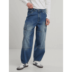 moderne URBAN CLASSICS Herren Jeans mit Cargotaschen Denim-Hose Blau
