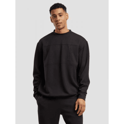 bequemes Urban Classics Herren Sweatshirt Stretch Reißverschluss Rippbündchen Schwarz