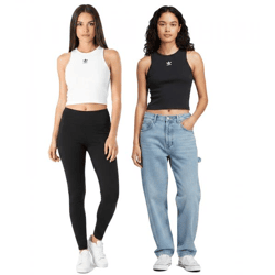 adidas Damen Tank-Top aus leichtem Rippstrick Crop-Top Baumwoll-Shirt Fitness-Shirt in Schwarz oder Weiß