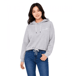 lässiger KangaROOS Damen Hoodie mit Kordelzug an Kapuze und Saum Kapuzen-Sweater Baumwoll-Pullover Grau meliert