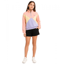 Kinder Troyer-Pullover für Mädchen Stehkragen-Pulli Alltags-Pullover 925305 Rosa/Beige/Lila