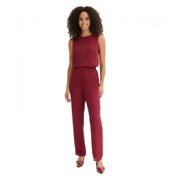 Fließende Damen Stoff-Hose schlichte Business-Hose Alltags-Hose 938967 Weinrot
