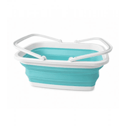 Faltbarer Wäschekorb 16 Liter Platzsparender Wäschebehälter mit Griffen 9942684 Blau/Weiß