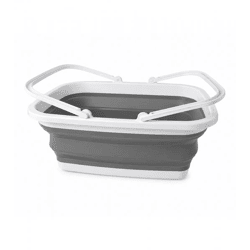 Faltbarer Wäschekorb 16 Liter Platzsparender Wäschebehälter mit Griffen 9940983 Grau/Weiß