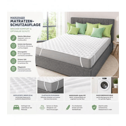 HOME IDEAS Mikrofaser-Matratzen-Schutzauflage mit 4 Spanngummis Schutz-Bezug passend für Matratzengrößen 90x190cm bis 100x200cm 9983638 