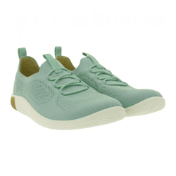 Bequeme KEEN KNX Knit Lace Damen Barfußschuhe Atmungsaktive Freizeitschuhe mit Strick-Obermaterial 1030077 Grün