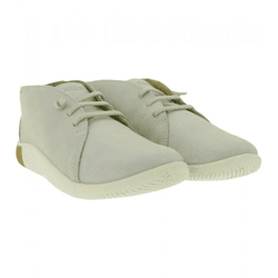 Bequeme KEEN KNX Chukka Damen Barfußschuhe aus Leder Leichte Freizeit- & Alltagsschuhe mit Schnürung 1029528 Hellgrau/Taupe