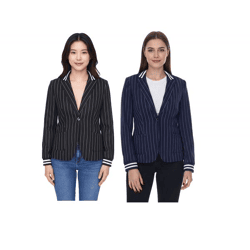 AjC Blazer Damen Business-Jacke mit Ein-Knopf-Verschluss Blazer Anzug-Jacke in Schwarz oder Navy