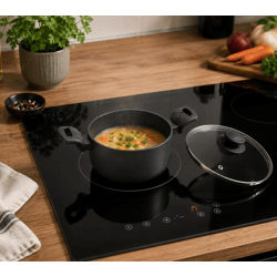 Accademia Mugnano Mini Aluminium-Kochtopf 16 cm mit Glasdeckel Antihaftbeschichtet Made in Italy Schwarz 