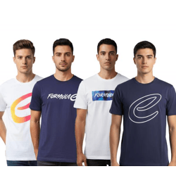extravagantes Formula E Herren T-Shirt Baumwoll-Shirt mit Formula E Logo Sommer-Shirt Weiß, Weiß/Bunt oder Navy-Blau