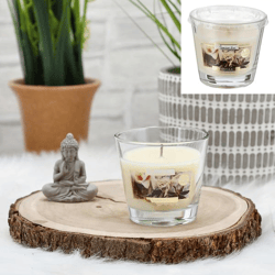 Vanilla scented candle in a glass, 12 pieces in a tray