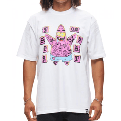 RE:COVERED X Nickelodeon Men's T-Shirt SpongeBob SquarePants Cotton T-Shirt Crew Neck T-Shirt RCVCM683 White