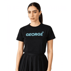 Mercedes-Benz AMG Petronas F1 MAPF Damen T-Shirt George Russell Baumwoll-Shirt Kurzarm-Shirt 701227128 001 Schwarz