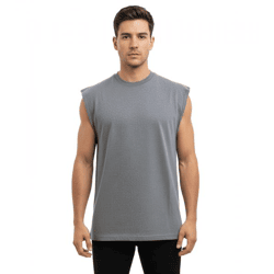 VSCT Clubwear Bulky Herren T-Shirt Baumwoll-T-Shirt Anthrazit Acid Washed