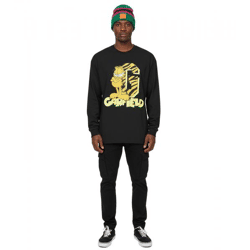 RE:COVERED X nickelodeon Herren Rundhals-Shirt mit Garfield-Druck Baumwoll-Longsleeve MMNICK323 Schwarz