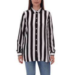 AjC Women's Shirt-Blouse, Striped Long-Sleeve Shirt, Lightweight Summer Blouse, Casual Blouse with Button-Down Front 21945827 White/Black