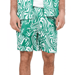 Sixth June Herren Bade-Shorts Bade-Hose mit psychedelischem Print Bademode Sommer-Shorts M23688PST Grün/Weiß