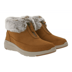 SKECHERS Damen Glacial Ultra Sweet Vibes Ankle-Boots mit Ultra Go und Soft Stride-Dämpfung Winter-Schuhe mit Scothgard 144145 Beige