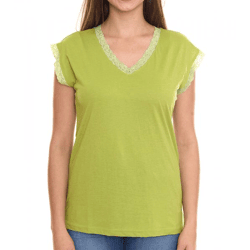 BOYSEN`S Damen Top mit Spitzendetails Kurzarm-Shirt 34323651 Grün