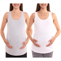 neun 9 monate Damen Sommer-Top schlichtes Schwangerschafts-Shirt Umstandsmode Weiß oder Grau