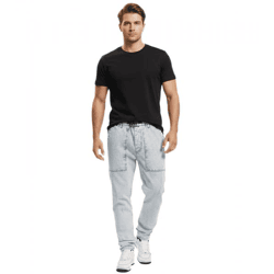 2Y Premium Herren Skinny-Jeans stylische Denim-Hose mit großen Eingrifftaschen B6894 Hellblau
