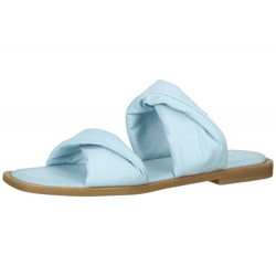 ILC Liberika Damen Pantolette Echtleder-Sandale mit verdrehtem Riemen Sommer-Schuhe C45-3720-11 Hell-Blau