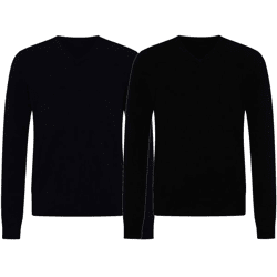 KKS STUDIOS Herren V-Neck Pullover aus 100% Kaschmir Sweater KK2350 Navy oder Schwarz