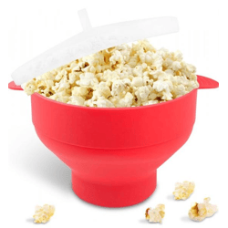 Fousenuk Mikrowellen-Popcornschale, Faltbar, BPA-frei, Rot