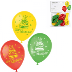 Amscan Luftballon „Happy Birthday“ rot/grün/gelb 22,5 cm, 6 Stück