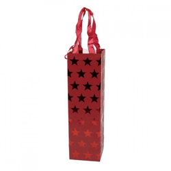 Migros-Wein-Geschenktüte, rot mit Sternen, 50 cm