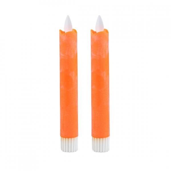 PTMD LED-Tischkerze, batteriebetrieben, orange, 2,2 x 16 cm, 2er-Set
