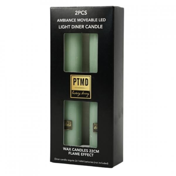 PTMD LED-Tischkerze, batteriebetrieben, rustikales Rot, 2,2 x 16 cm, 2er-Set