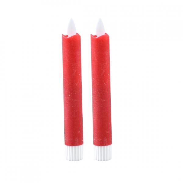 PTMD LED-Tischkerze, batteriebetrieben, rustikales Rot, 2,2 x 16 cm, 2er-Set