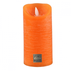 PTMD LED-Stumpenkerze, batteriebetrieben, M, orange, 7,5 x 15 cm