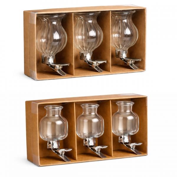 Vase auf Clip Glas 7 cm 2 sortiert Satz von 3