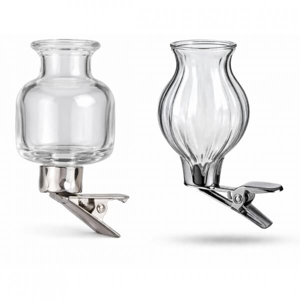 Vase auf Clip Glas 7 cm 2 sortiert Satz von 3