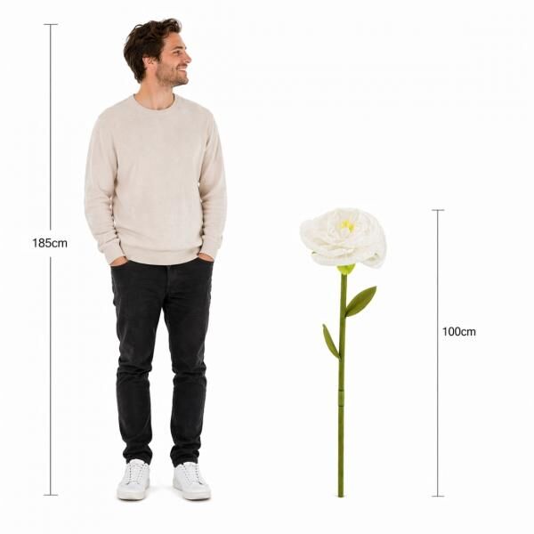 J-Line Kunstblume XL Papier weiß 100 cm