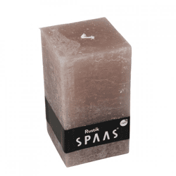 (R) Spaas Block Kerze Rustikales Quadrat taupe 7 x 13 cm.