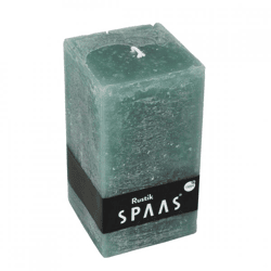 (R) Spaas Stumpenkerze Rustikales Quadrat grün 7 x 13 cm