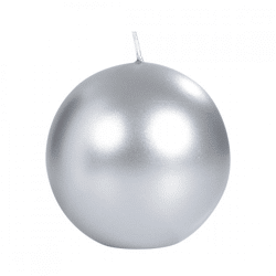 (R) Spaas Globus Kerze metallisch silber 8 cm