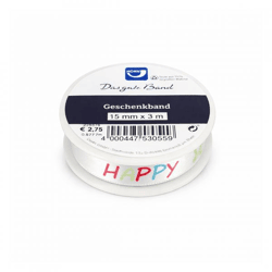 Horn Geschenkband Happy Birthday satin 3 m