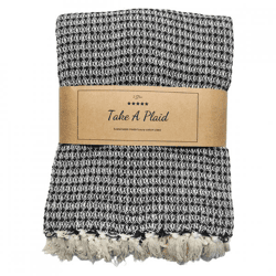 Take a Plaid 15 recycelte Baumwolle schwarz 130 x 180 cm