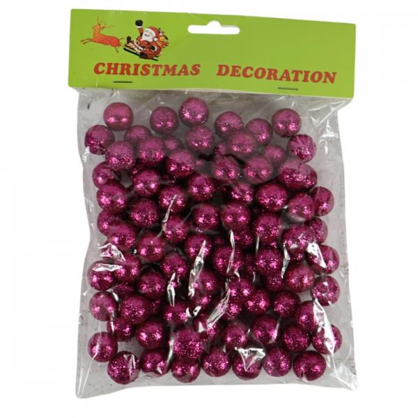 Weihnachtsdekoration Glitzerkugel rosa 1,5 cm