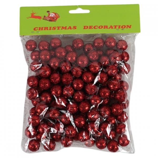 Weihnachtsdekoration Glitzerkugel rot 1,5 cm