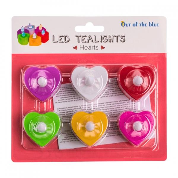 Teelicht Herz LED auf Batterie multicolour Satz von 6