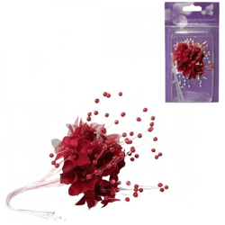 Künstliche Blumen Perle bordeaux 12 Stück