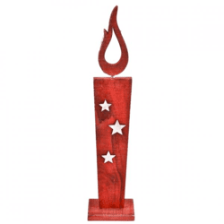 Statue Kerze LED auf Batterie Holz rot 36 cm