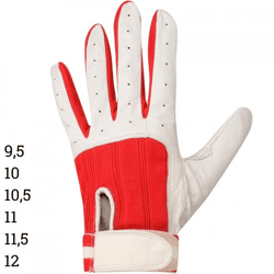 Slaghandschoen 23YA leer links rood 6 assorti maten 48 stuks