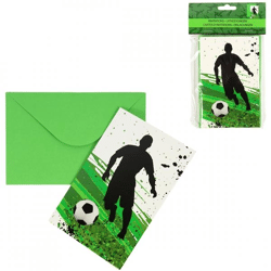 Einladungskarten Fußball 14 cm 8 Stück.