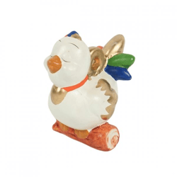 Statue chicken on stick white 8 cm